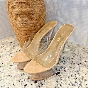 Way Up PVC Mules - Nude Size 6.5 Woman's